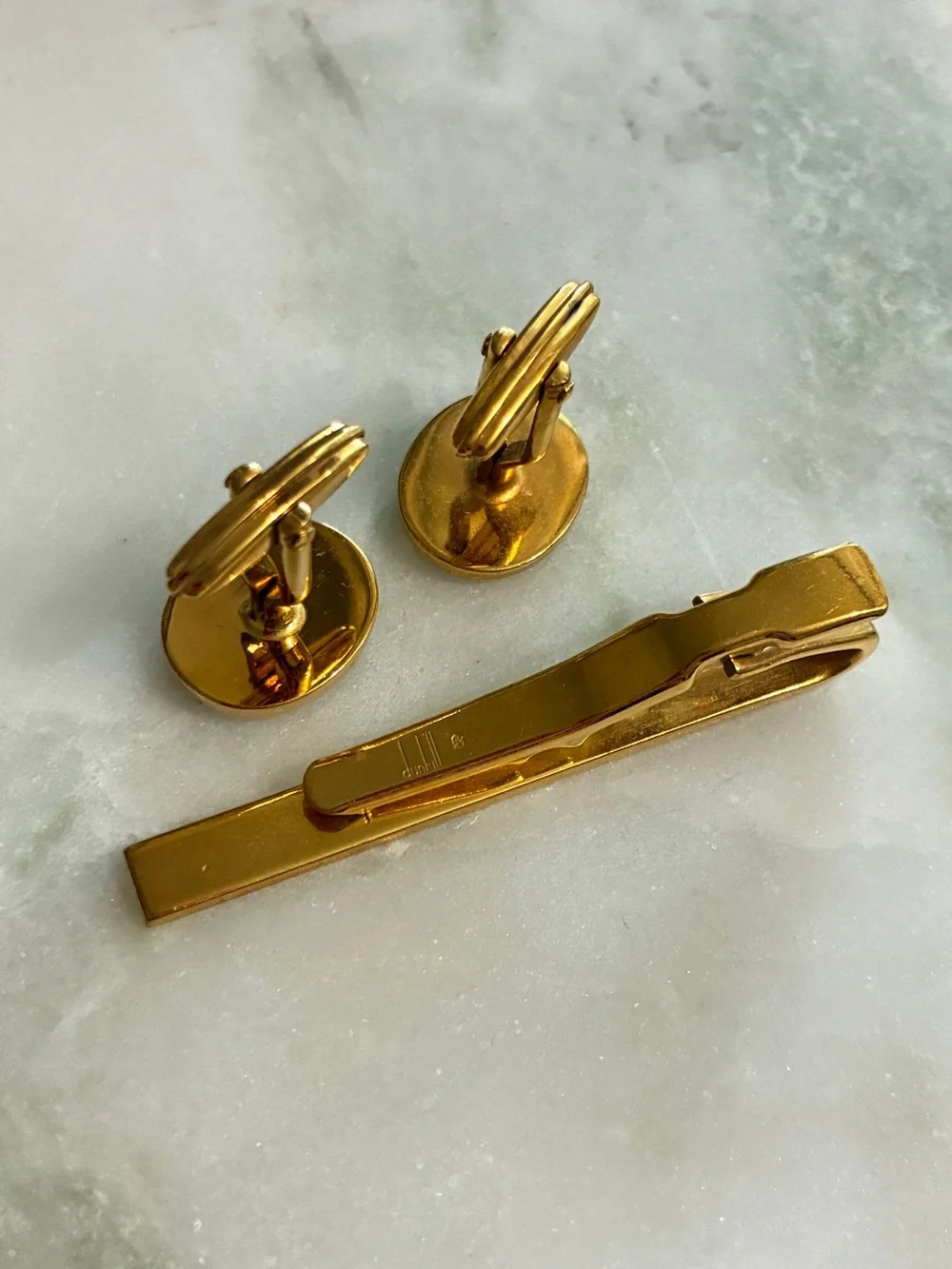 Dunhill Cuff Links + Tie Clip Set
